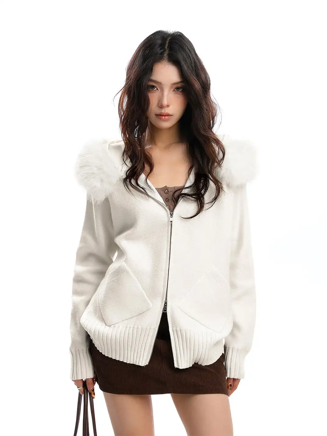 BIGGOLD | Fur-Collar Hooded Sweater