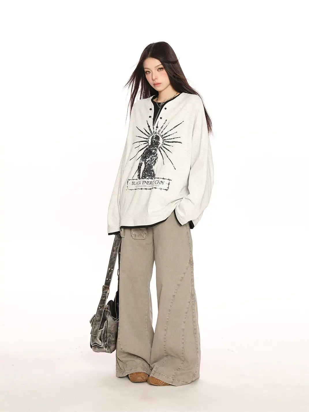 BIGGOLD | Graffiti Print Faux Two-Piece Long Sleeve