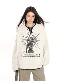 BIGGOLD | Graffiti Print Faux Two-Piece Long Sleeve
