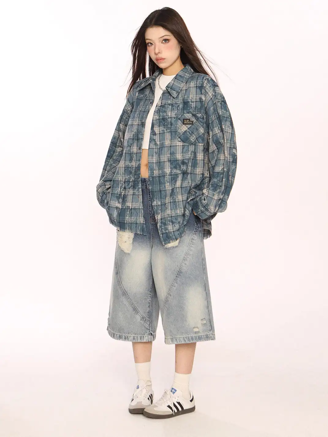 BIGGOLD | Retro Plaid Raw-Edge Shirt