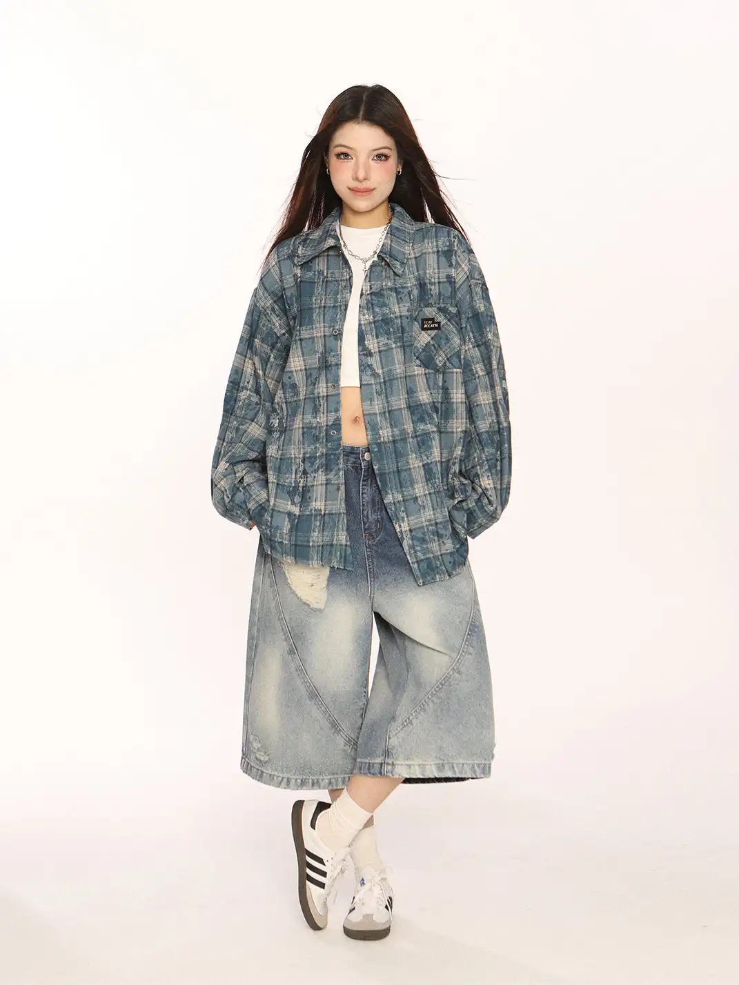 BIGGOLD | Retro Plaid Raw-Edge Shirt