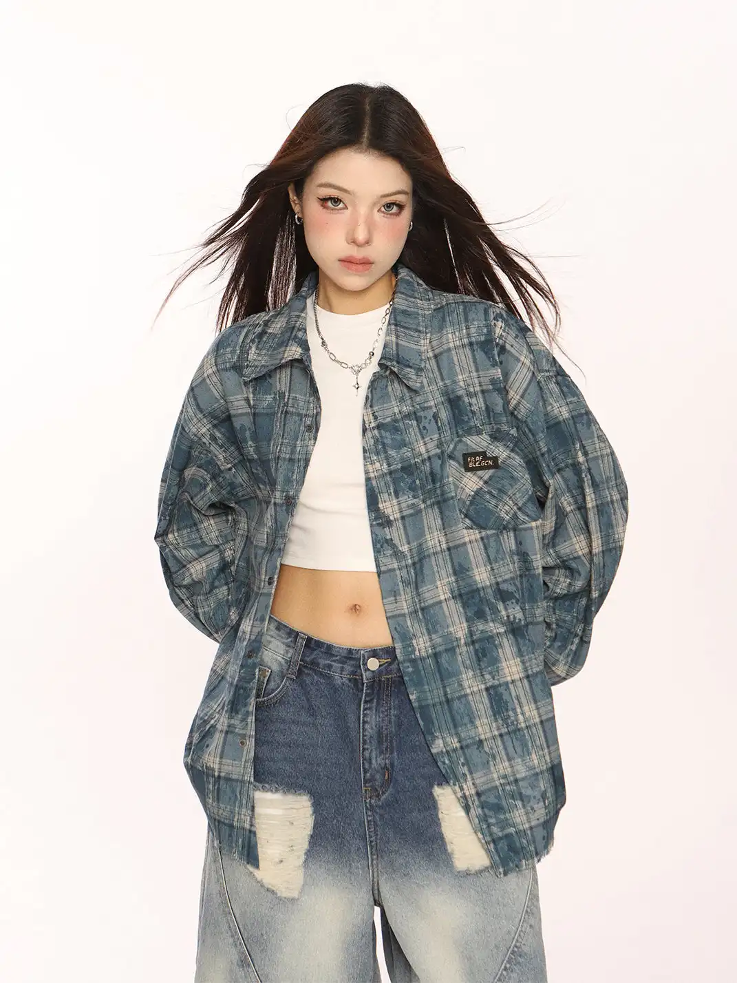 BIGGOLD | Retro Plaid Raw-Edge Shirt