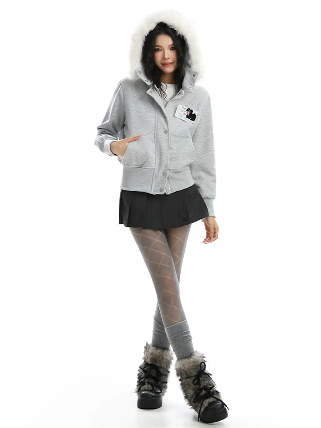 BIGGOLD | Detachable Fur Collar Hooded Jacket Sweatshirt