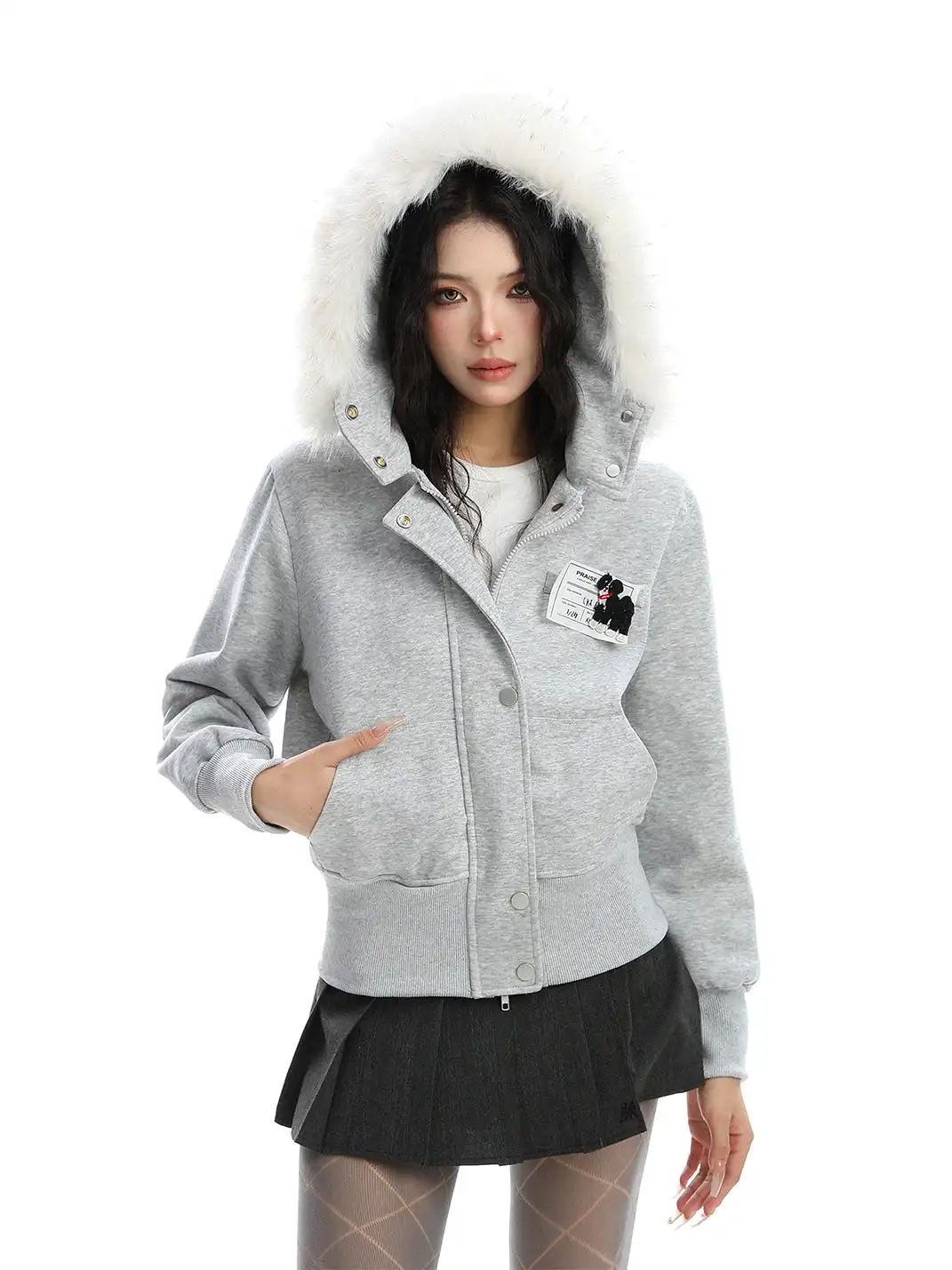 BIGGOLD | Detachable Fur Collar Hooded Jacket Sweatshirt