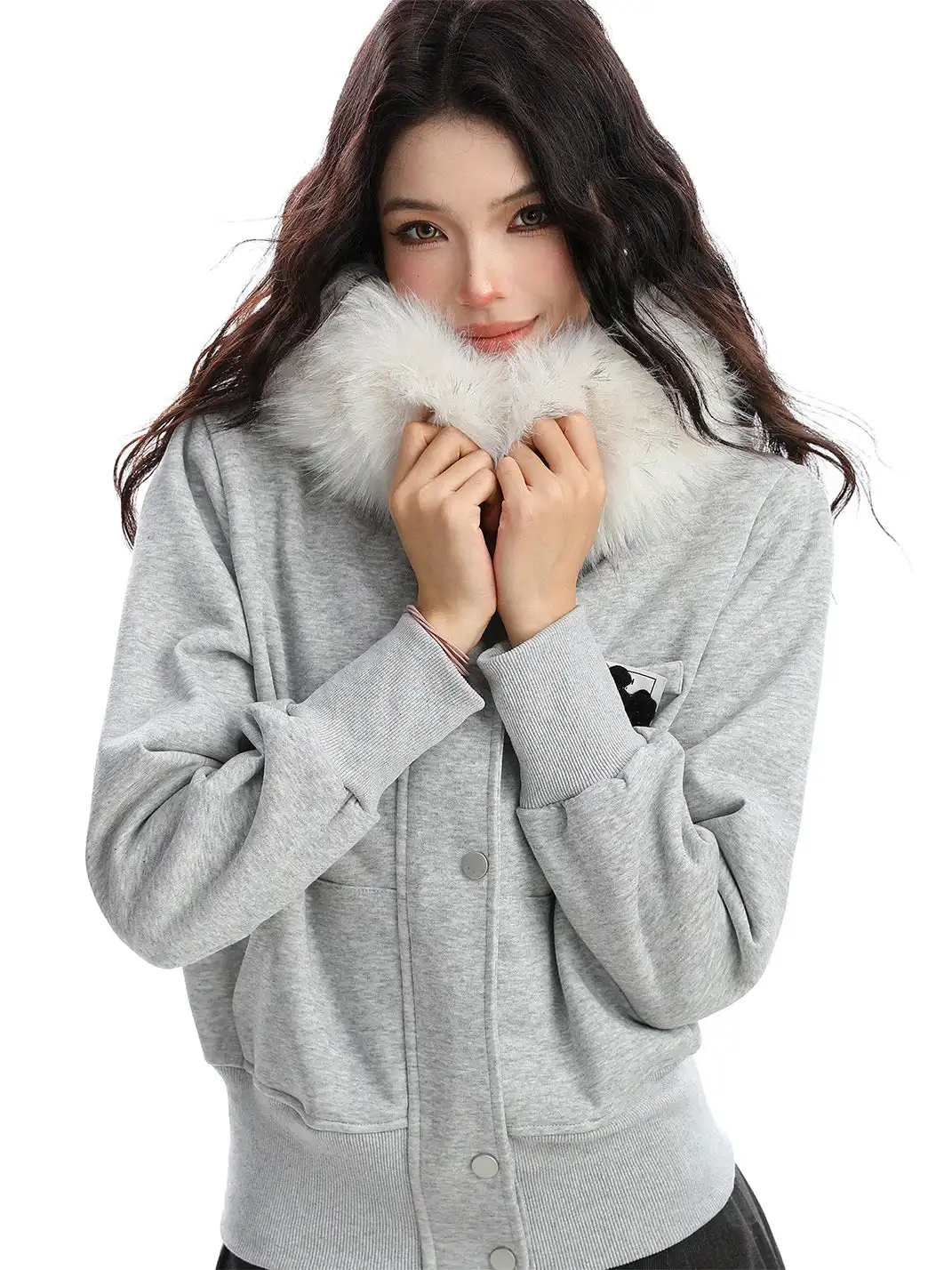 BIGGOLD | Detachable Fur Collar Hooded Jacket Sweatshirt