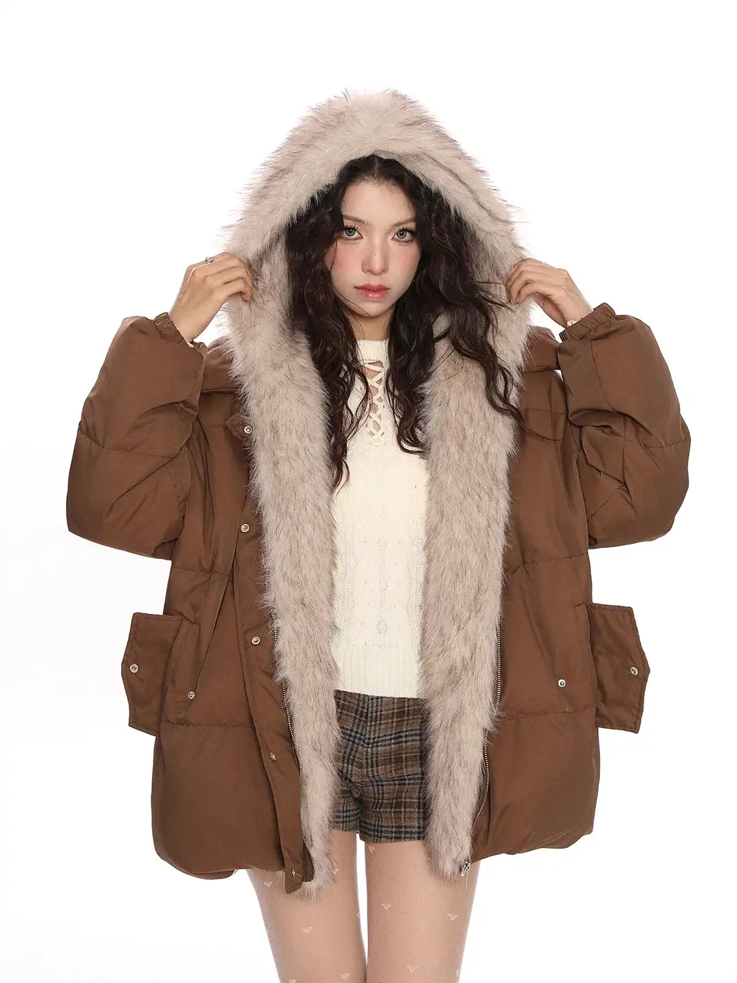 BIGGOLD | Detachable Fur-Trimmed Hooded Down Jacket