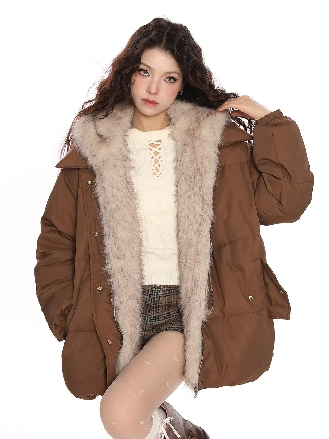 BIGGOLD | Detachable Fur-Trimmed Hooded Down Jacket