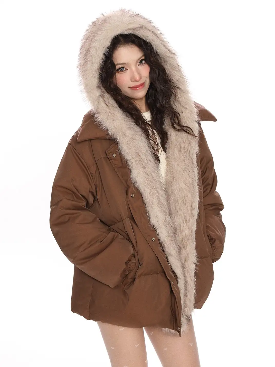 BIGGOLD | Detachable Fur-Trimmed Hooded Down Jacket