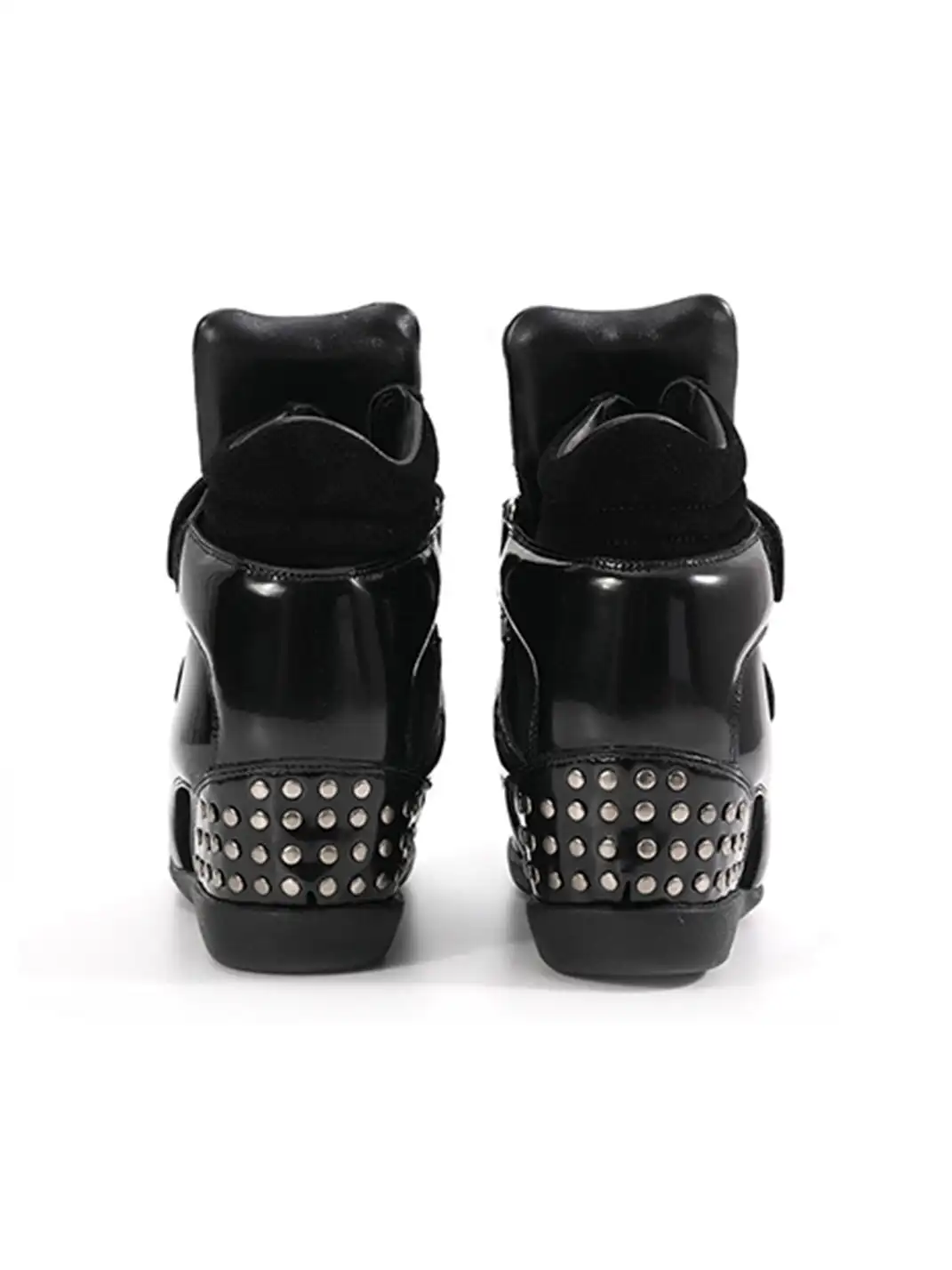 noEmosen | Patent Leather Retro Studded Wedge Heels