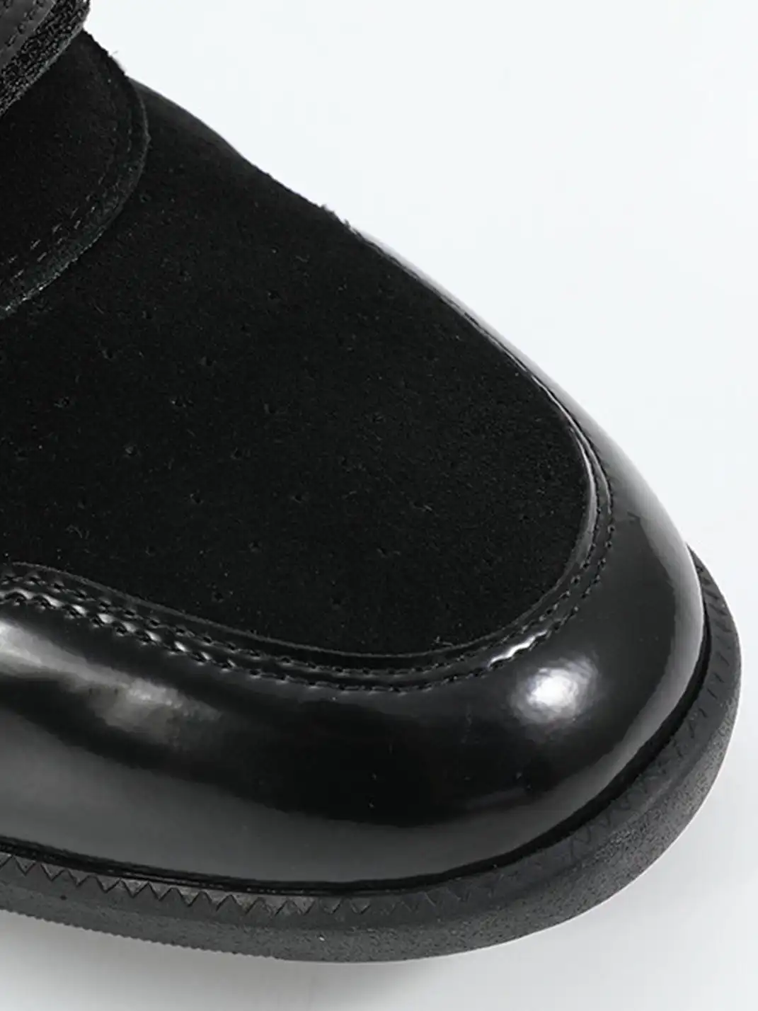 noEmosen | Patent Leather Retro Studded Wedge Heels