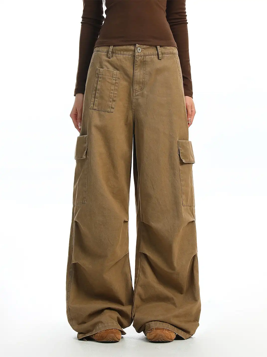 BIGGOLD | Utility Pockets Wide-Leg Cargo Pants