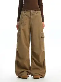 BIGGOLD | Utility Pockets Wide-Leg Cargo Pants
