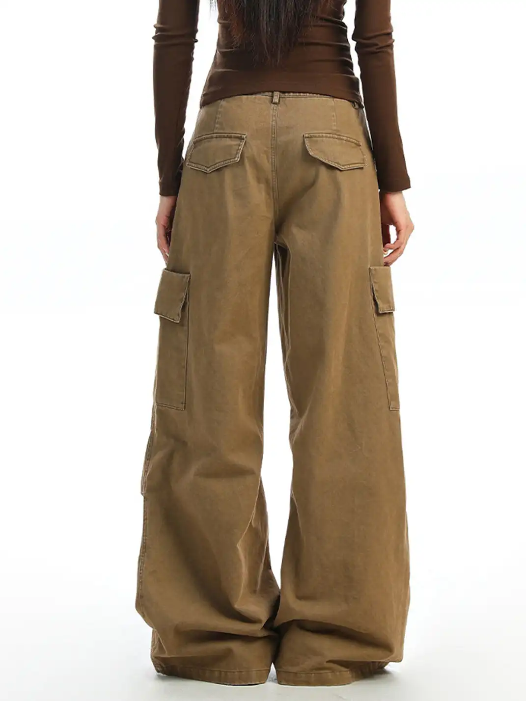 BIGGOLD | Utility Pockets Wide-Leg Cargo Pants