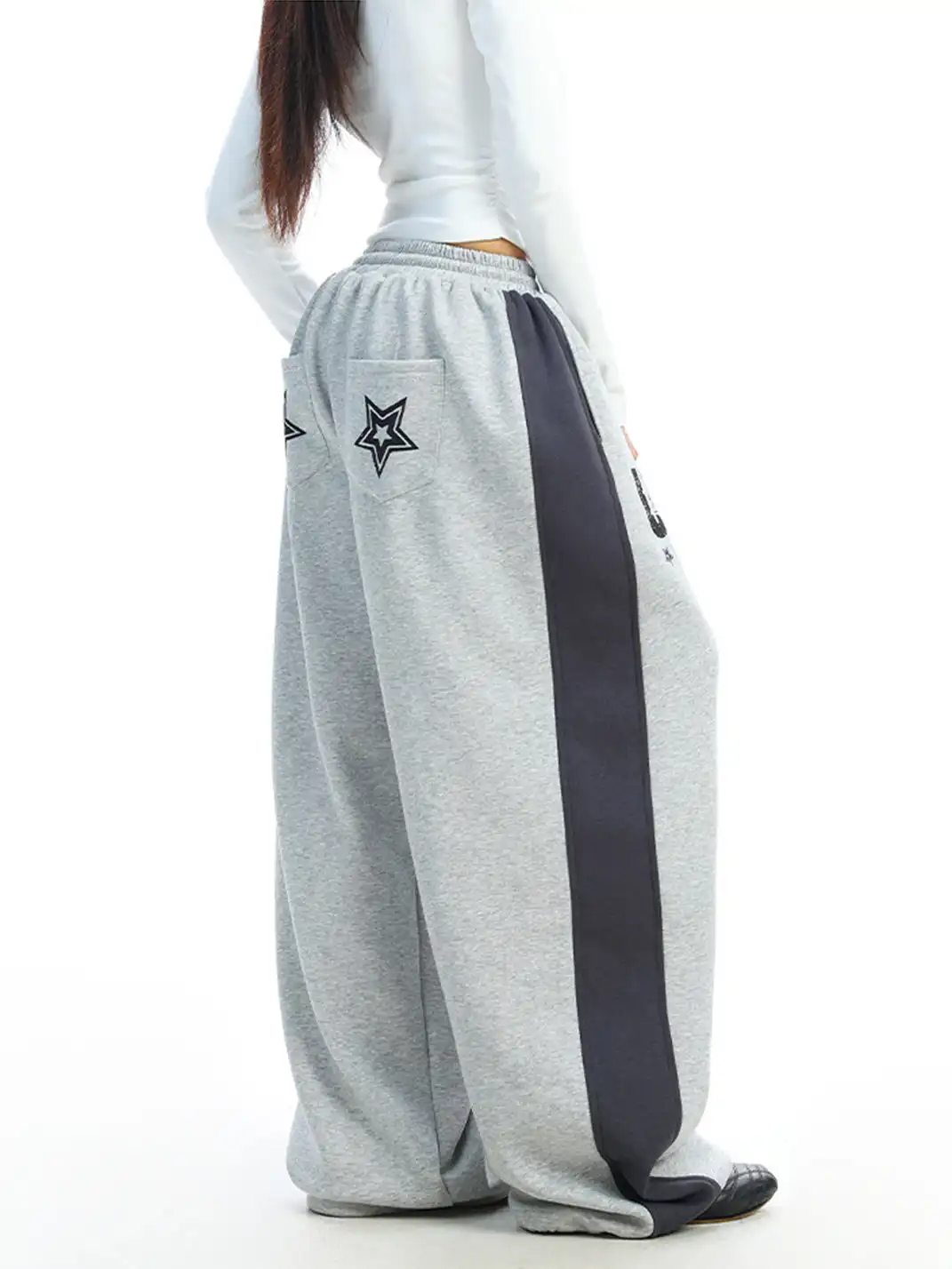 BIGGOLD | Color-Blocked Letter And Star Print Sweatpants