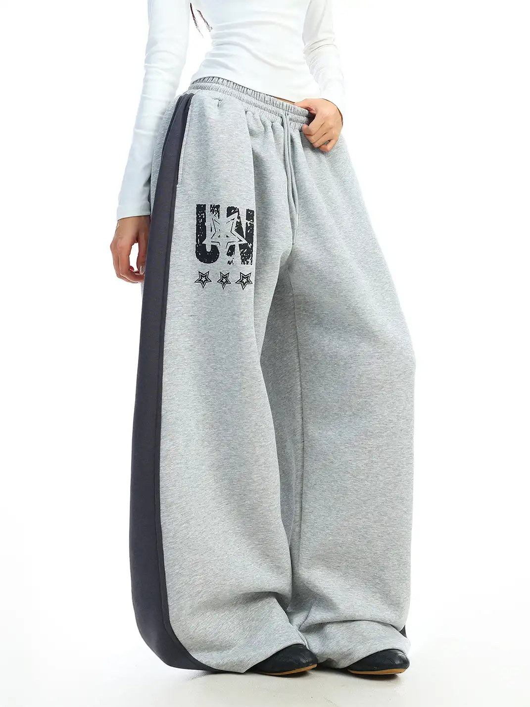 BIGGOLD | Color-Blocked Letter And Star Print Sweatpants