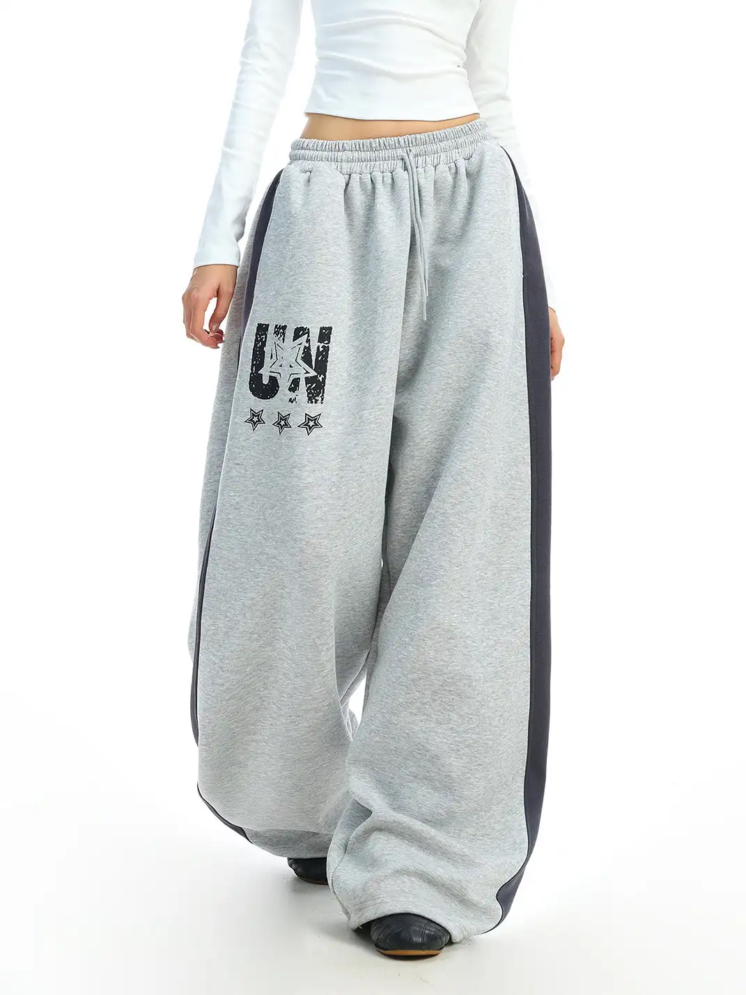 BIGGOLD | Color-Blocked Letter And Star Print Sweatpants