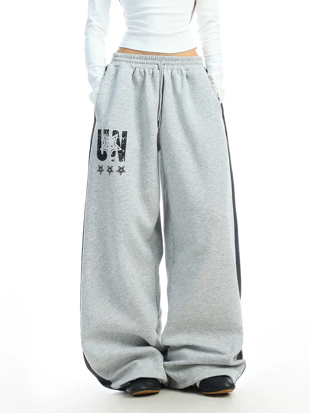 BIGGOLD | Color-Blocked Letter And Star Print Sweatpants