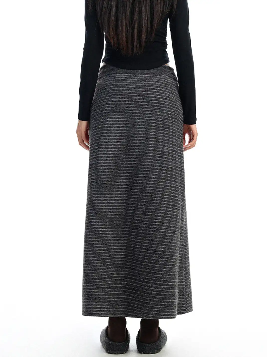 BIGGOLD | Striped Drawstring Straight Skirt