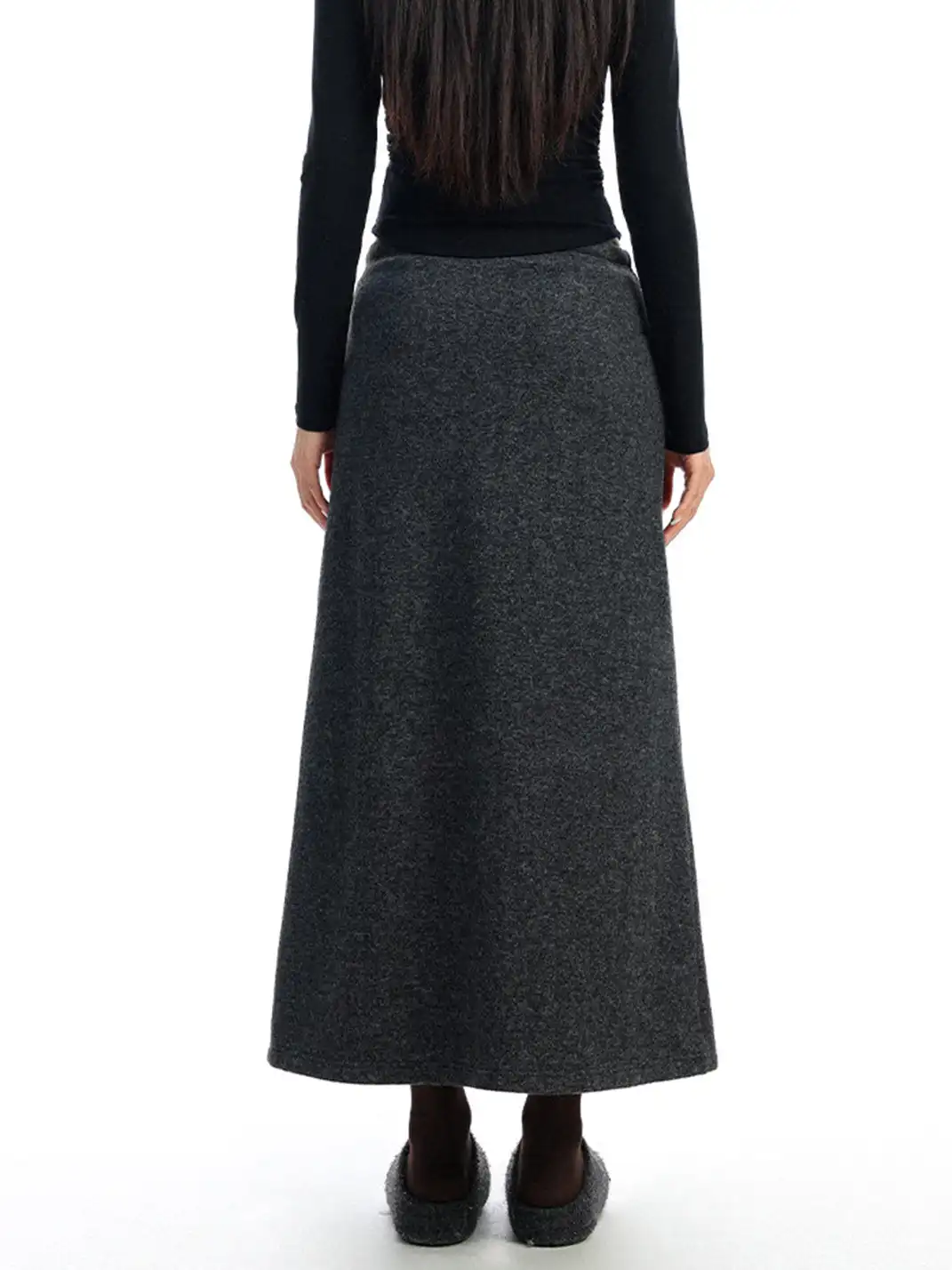BIGGOLD | Drawstring Straight Wool Midi Skirt