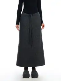 BIGGOLD | Drawstring Straight Wool Midi Skirt