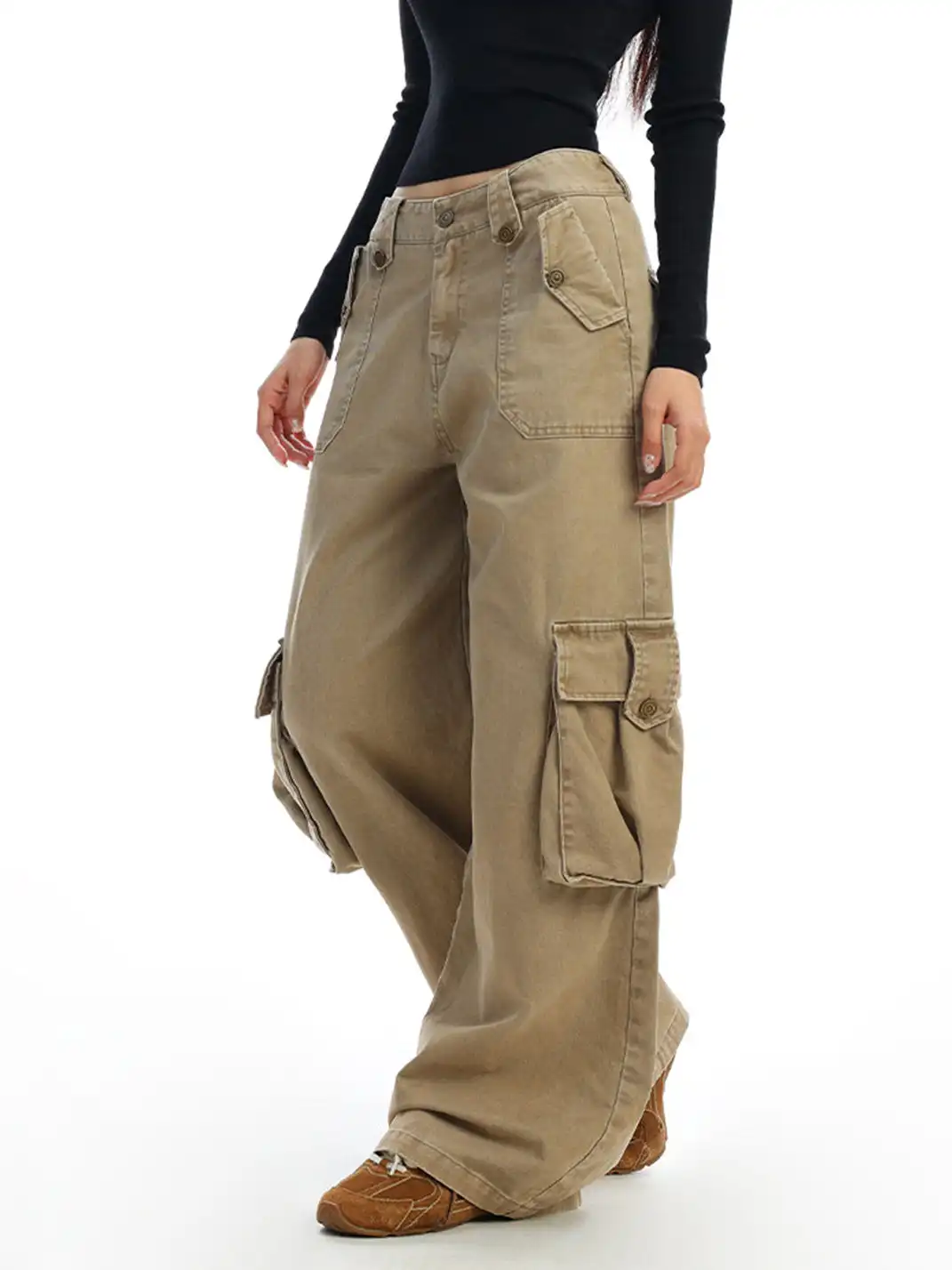 BIGGOLD | Khaki Multi-Pocket Cargo Jeans
