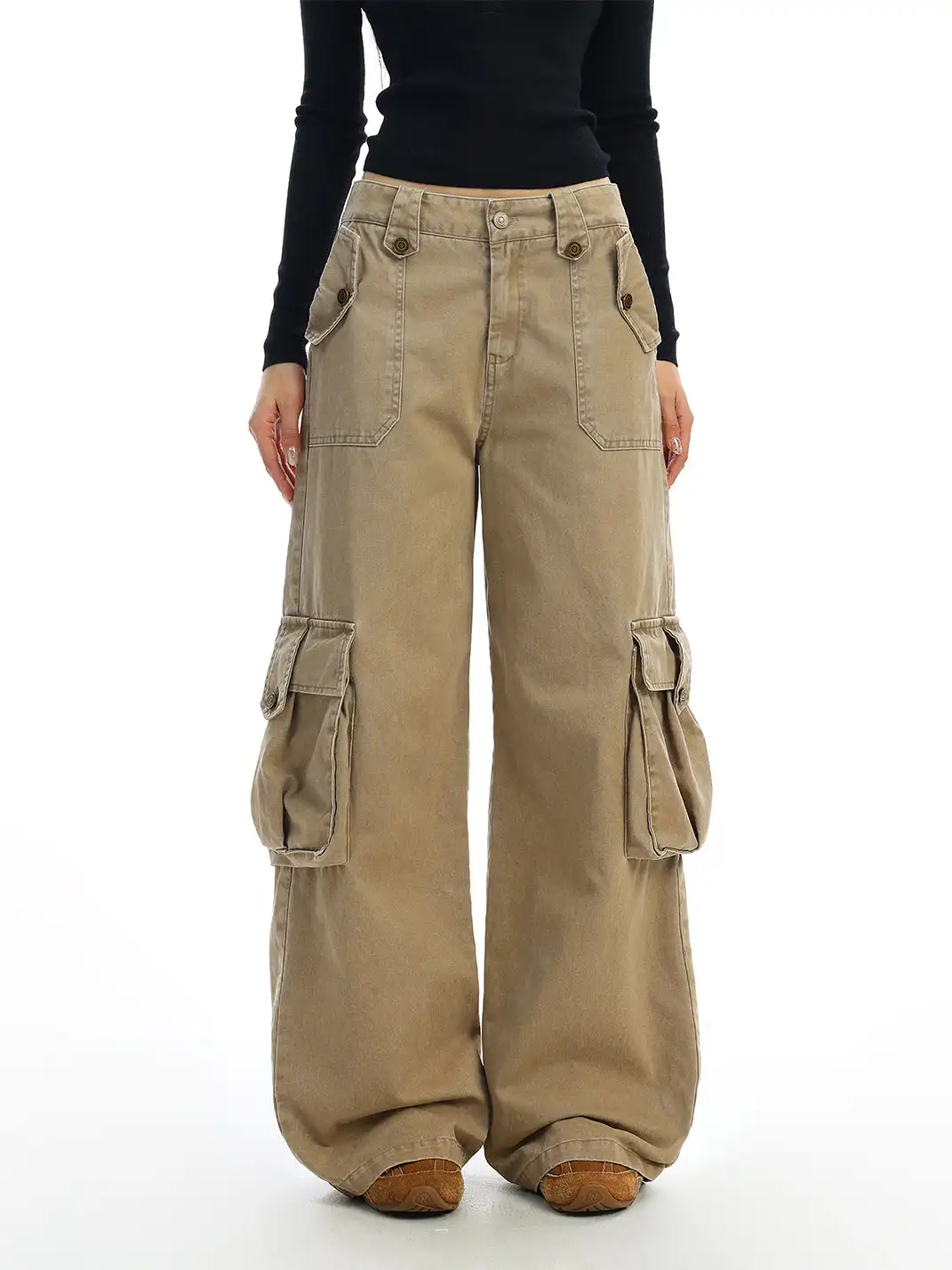 BIGGOLD | Khaki Multi-Pocket Cargo Jeans