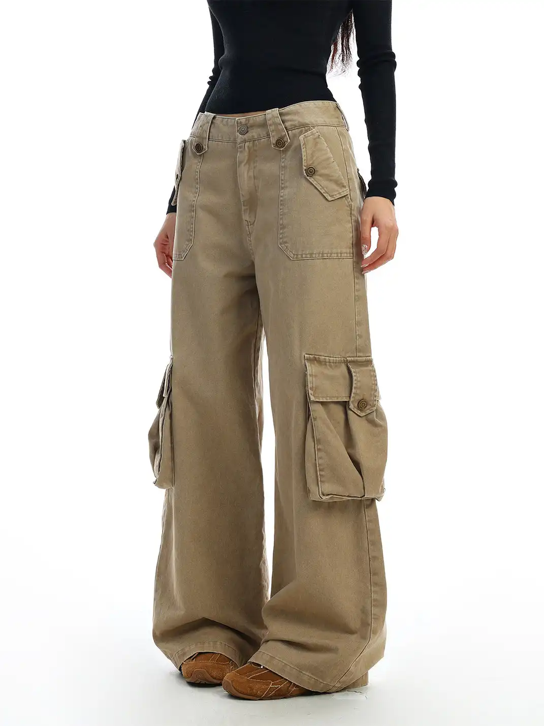 BIGGOLD | Khaki Multi-Pocket Cargo Jeans