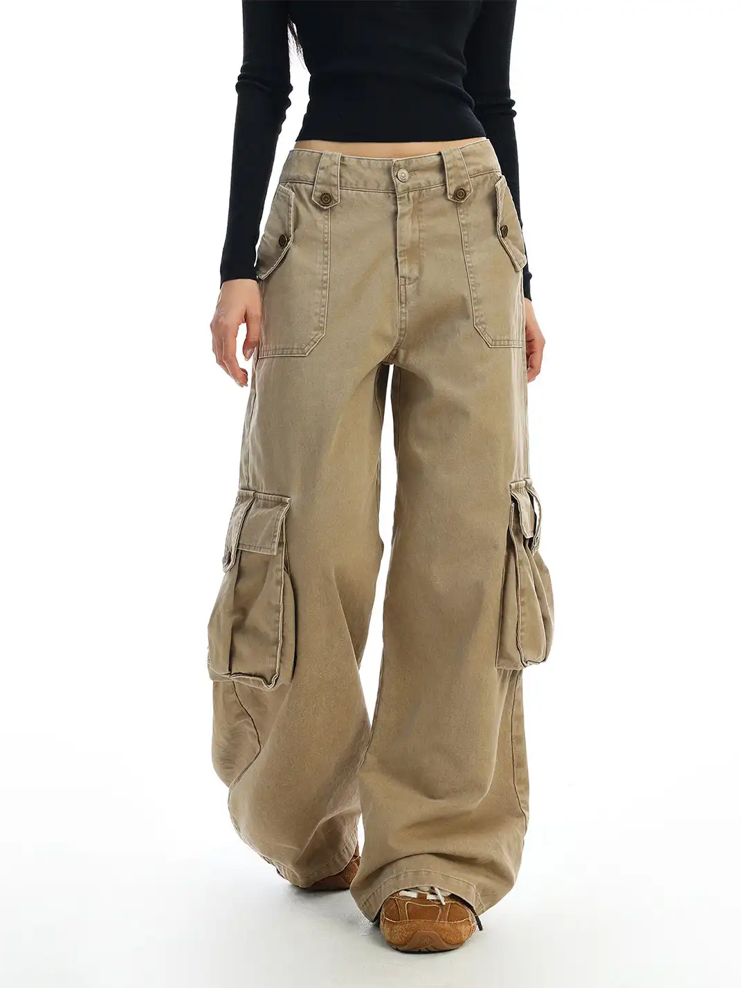 BIGGOLD | Khaki Multi-Pocket Cargo Jeans