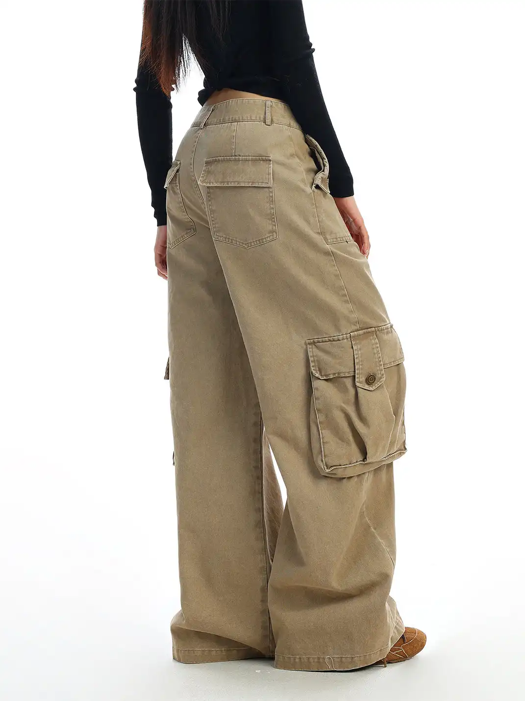 BIGGOLD | Khaki Multi-Pocket Cargo Jeans