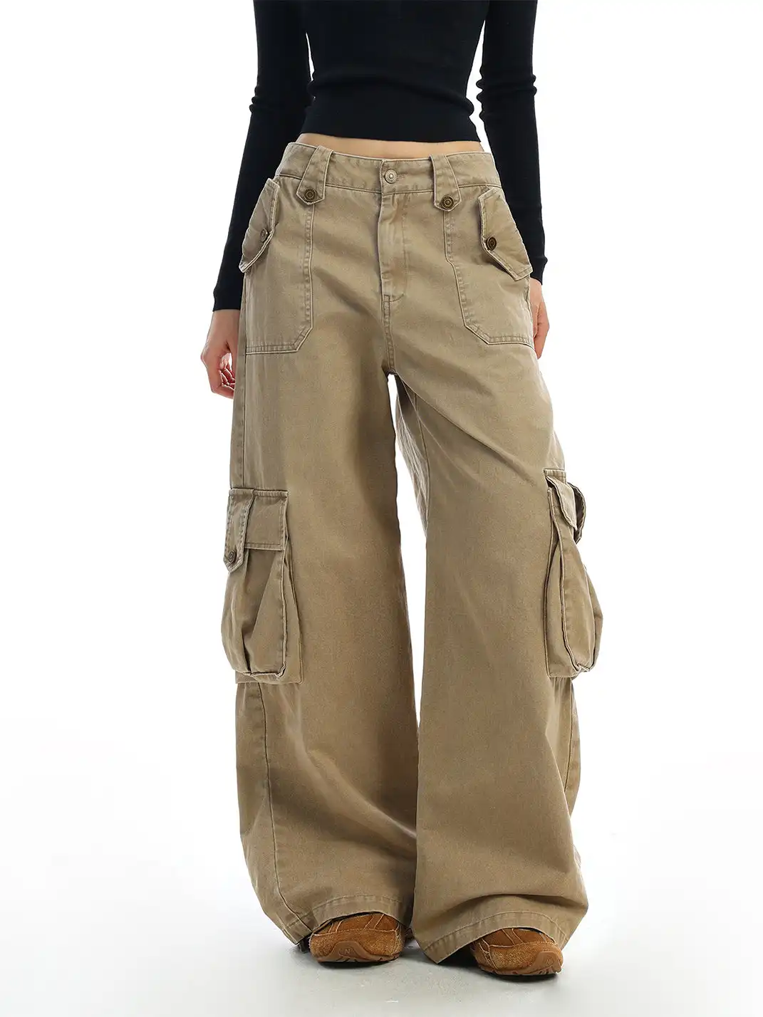 BIGGOLD | Khaki Multi-Pocket Cargo Jeans