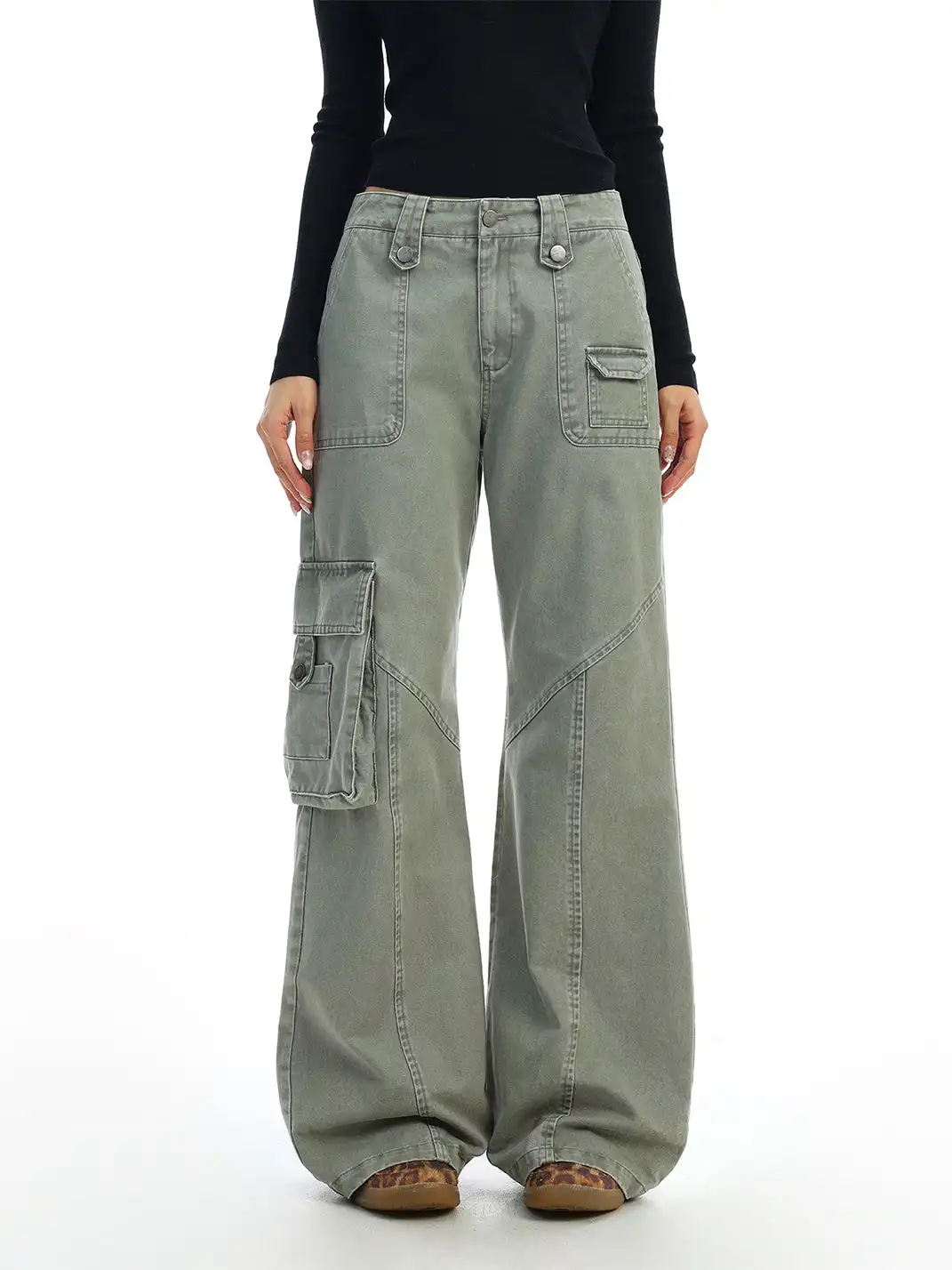 BIGGOLD | Green Multi-Pocket Cargo Jeans