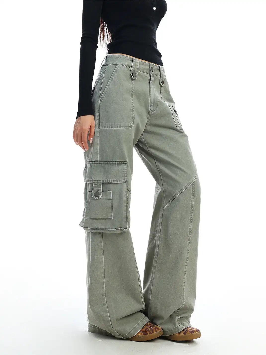 BIGGOLD | Green Multi-Pocket Cargo Jeans