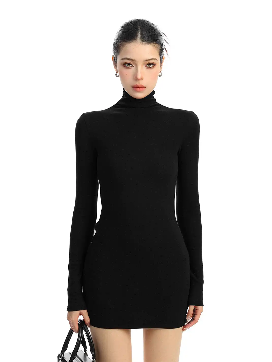 BIGGOLD | High-Neck Long-Sleeved Bodycon Dress