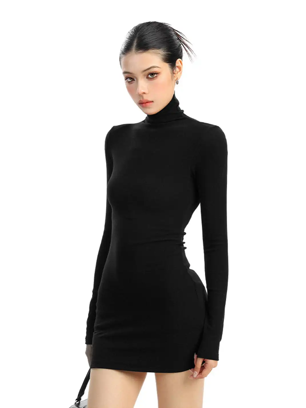 BIGGOLD | High-Neck Long-Sleeved Bodycon Dress