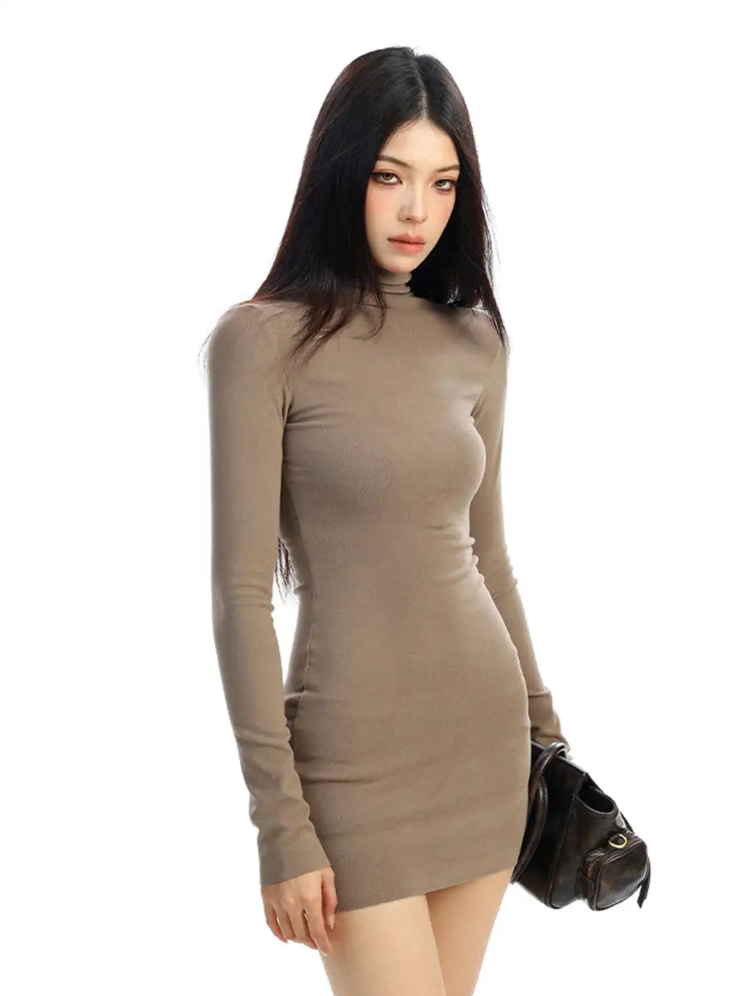BIGGOLD | High-Neck Long-Sleeved Bodycon Dress