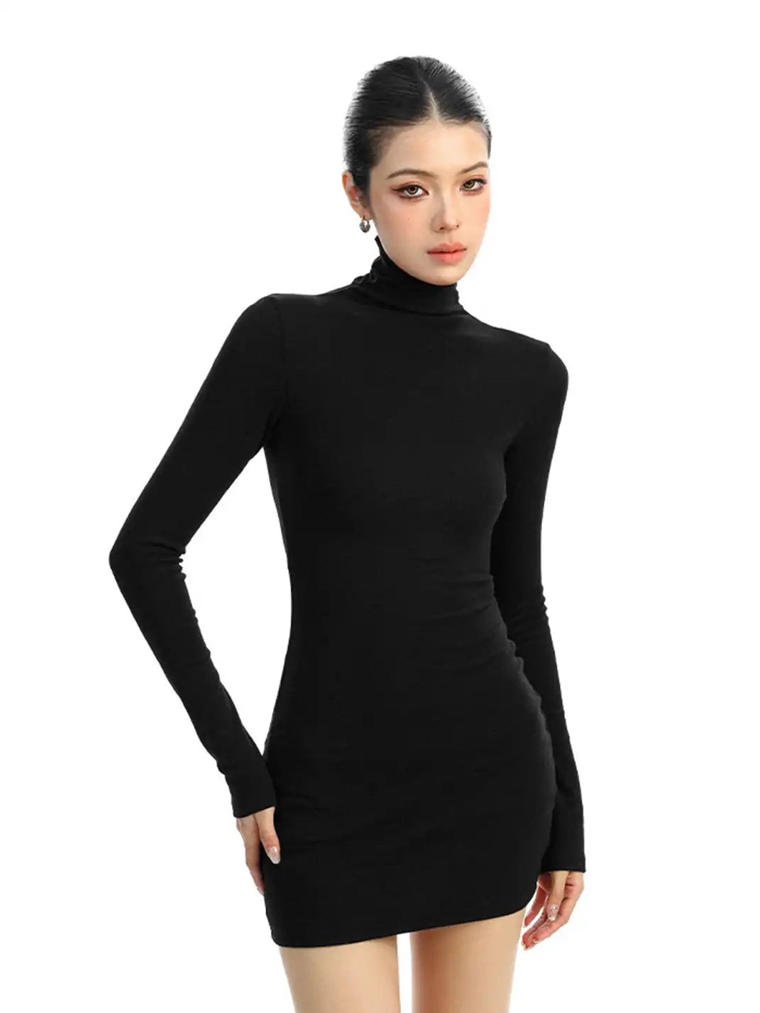 BIGGOLD | High-Neck Long-Sleeved Bodycon Dress