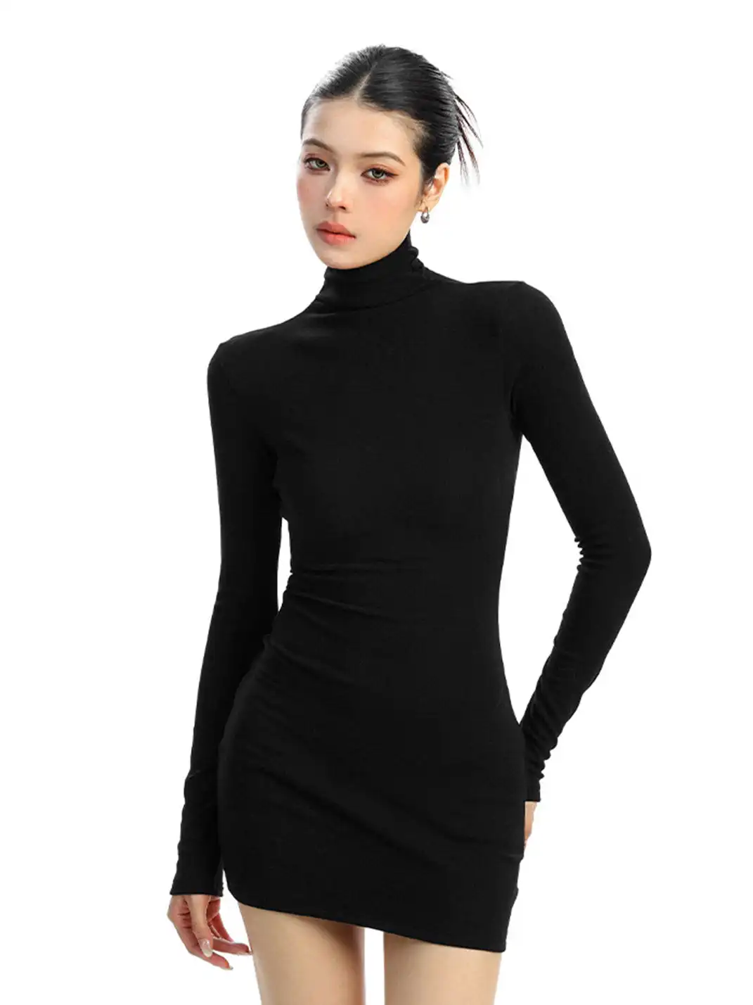 BIGGOLD | High-Neck Long-Sleeved Bodycon Dress