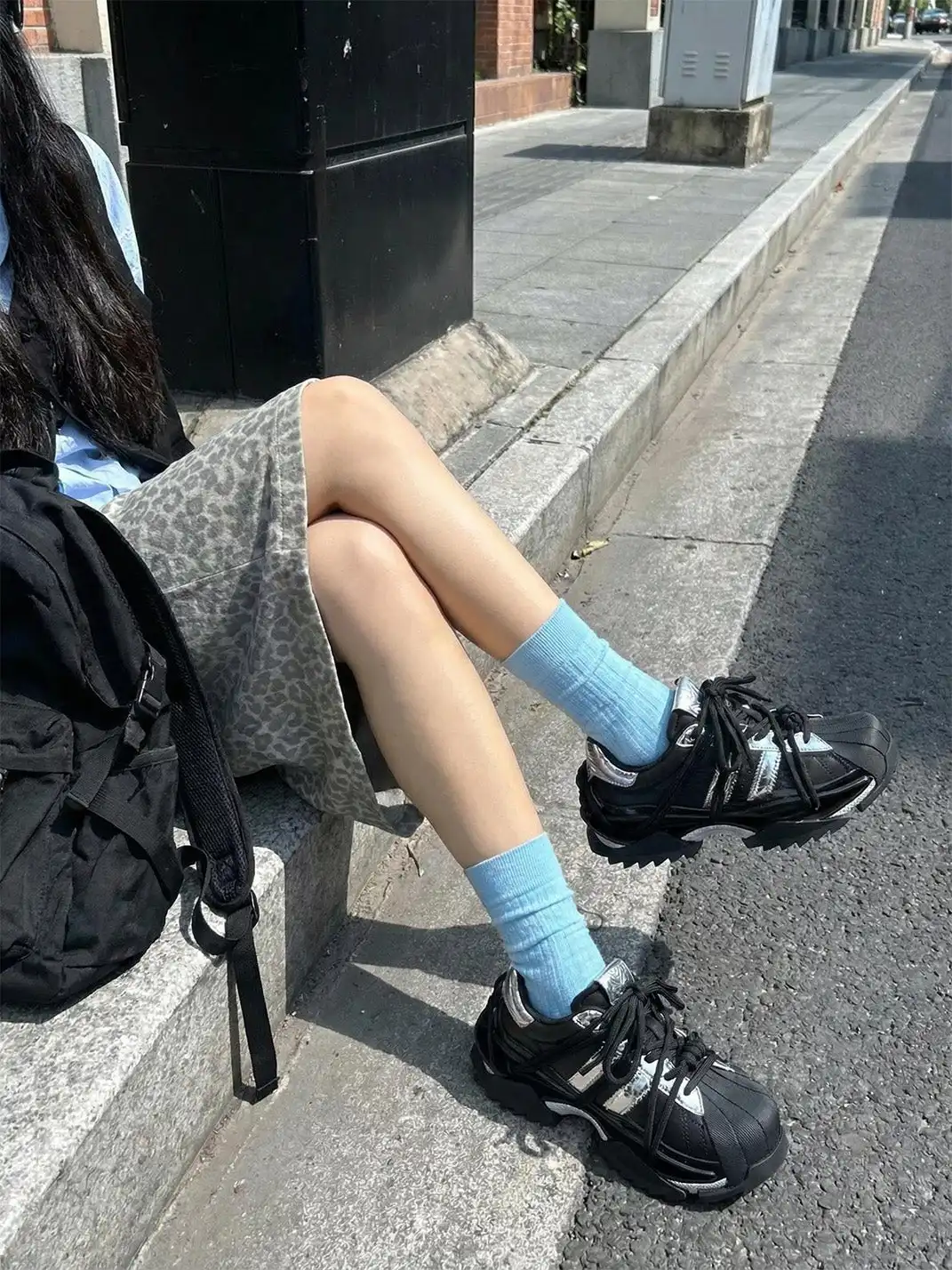 M88M | Futuristic Black and Silver Strapped Sneakers