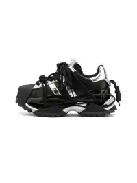M88M | Futuristic Black and Silver Strapped Sneakers