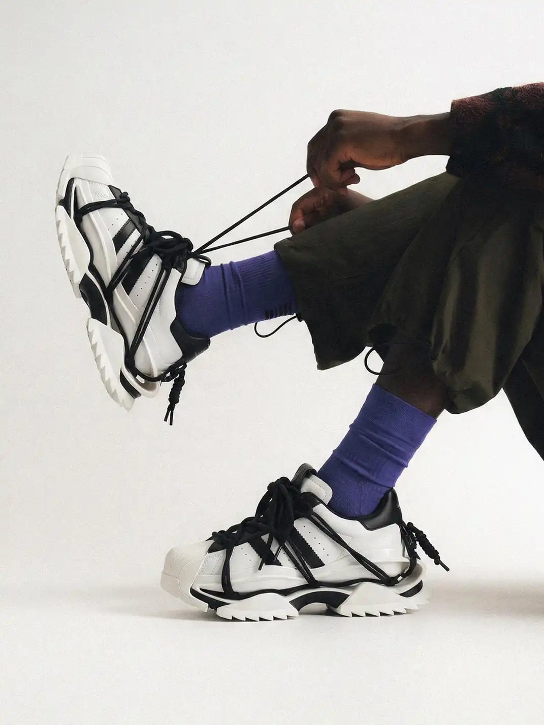 M88M | Black and White Strapped Chunky Sneakers