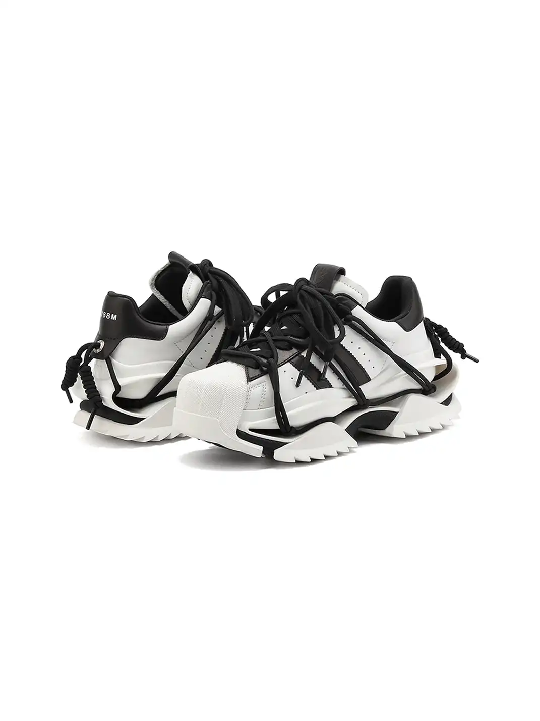 M88M | Black and White Strapped Chunky Sneakers