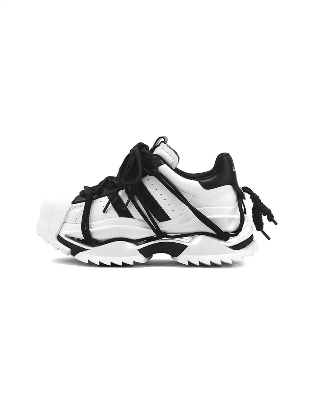 M88M | Black and White Strapped Chunky Sneakers