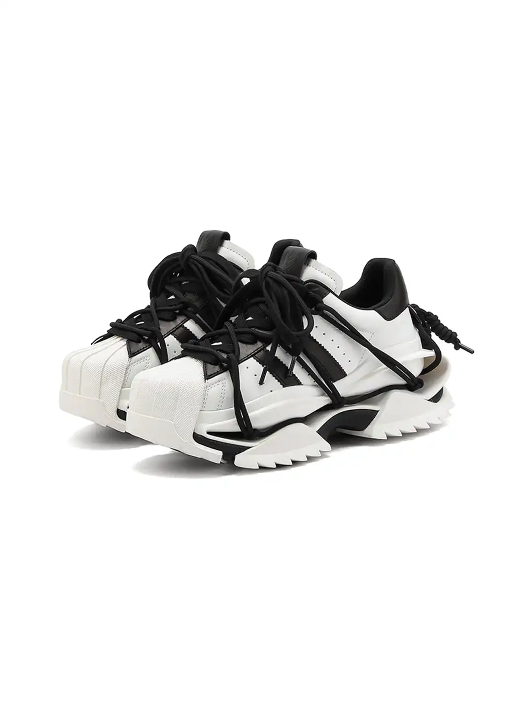 M88M | Black and White Strapped Chunky Sneakers
