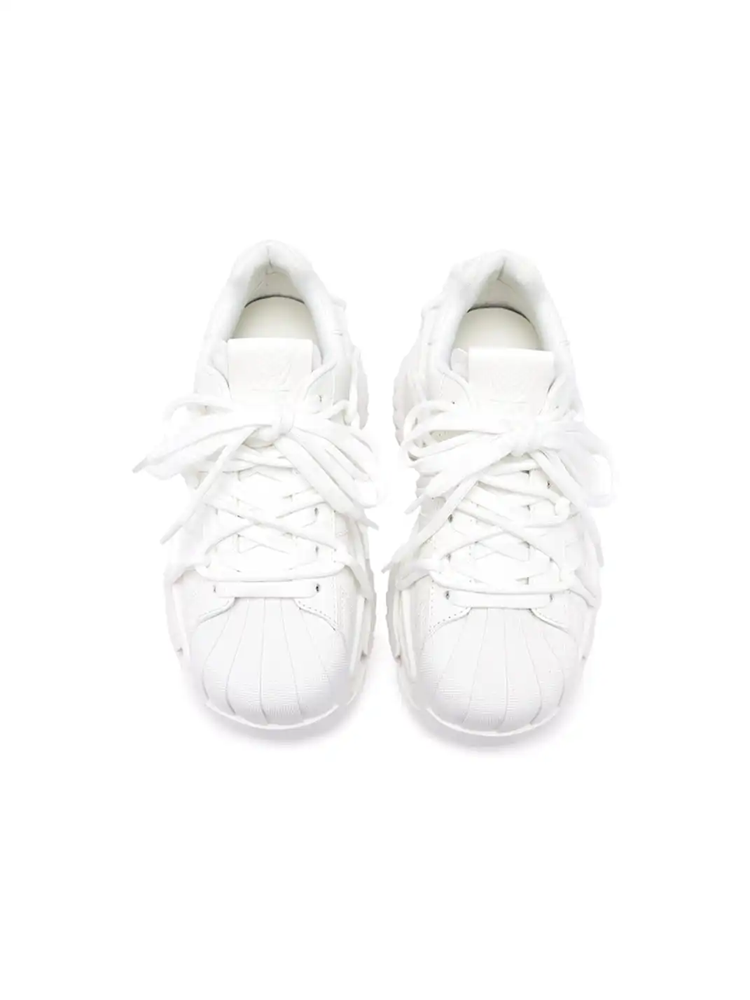 M88M | Strappy Design All-White Futuristic Sneakers