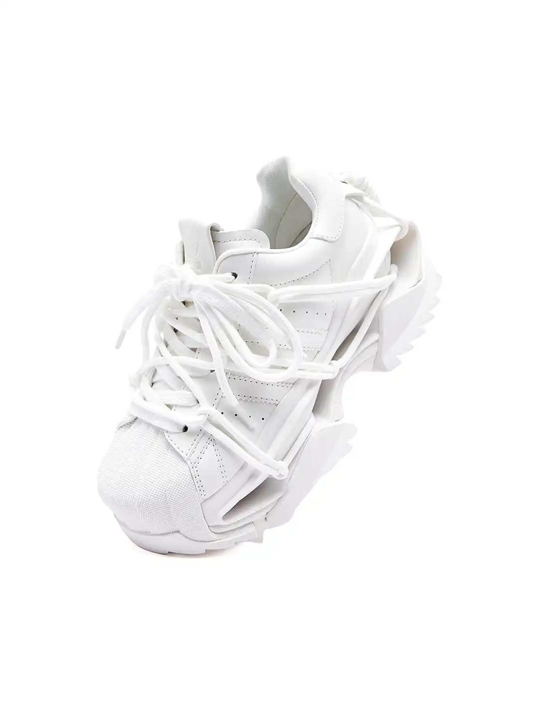 M88M | Strappy Design All-White Futuristic Sneakers