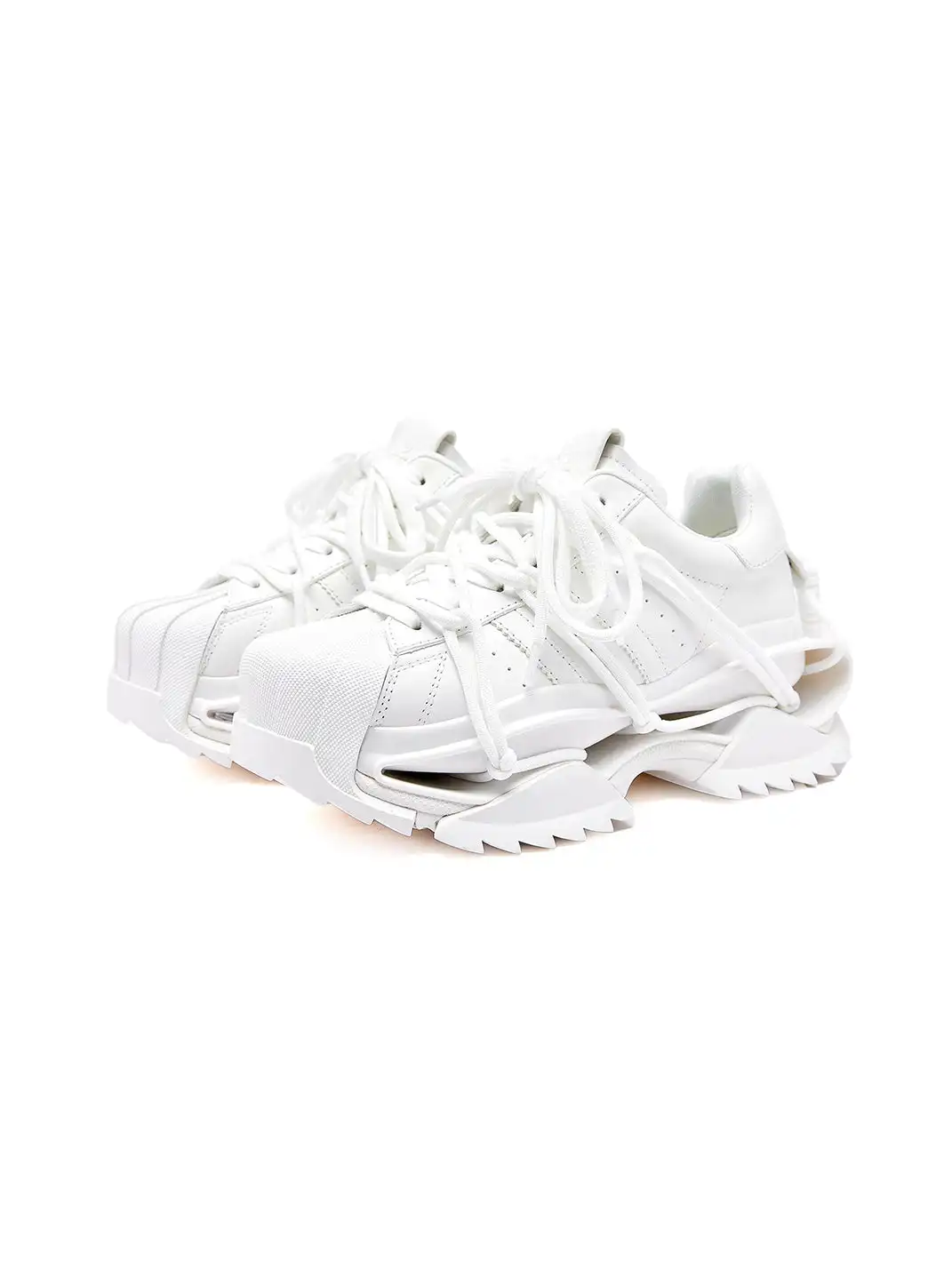 M88M | Strappy Design All-White Futuristic Sneakers
