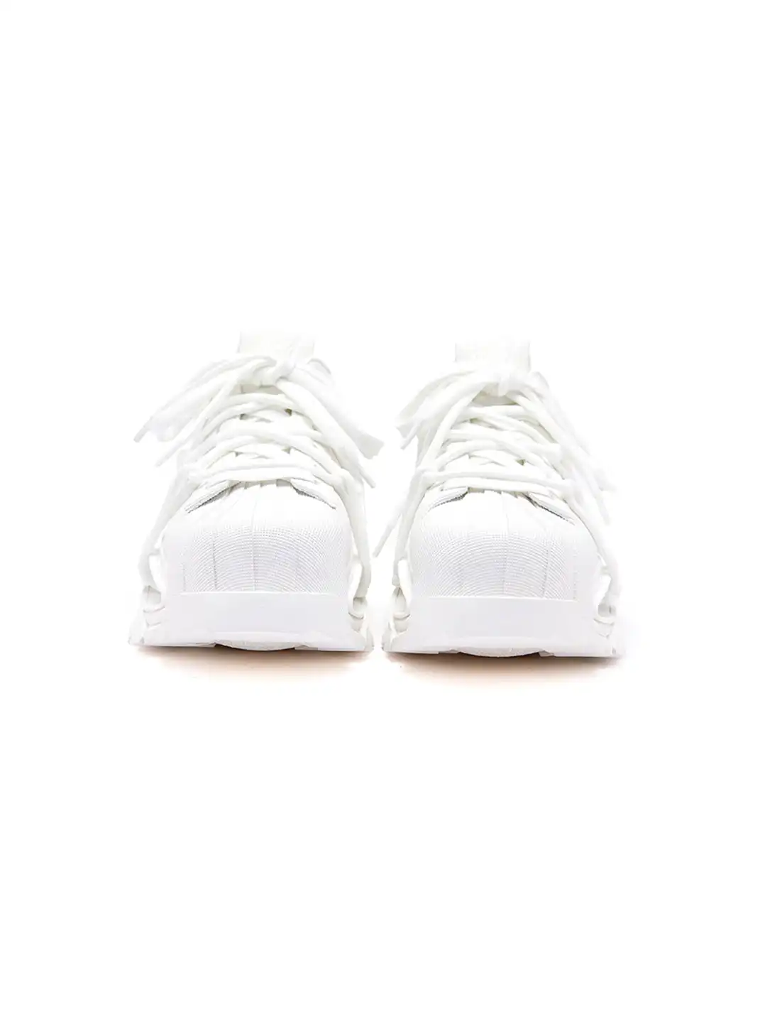 M88M | Strappy Design All-White Futuristic Sneakers