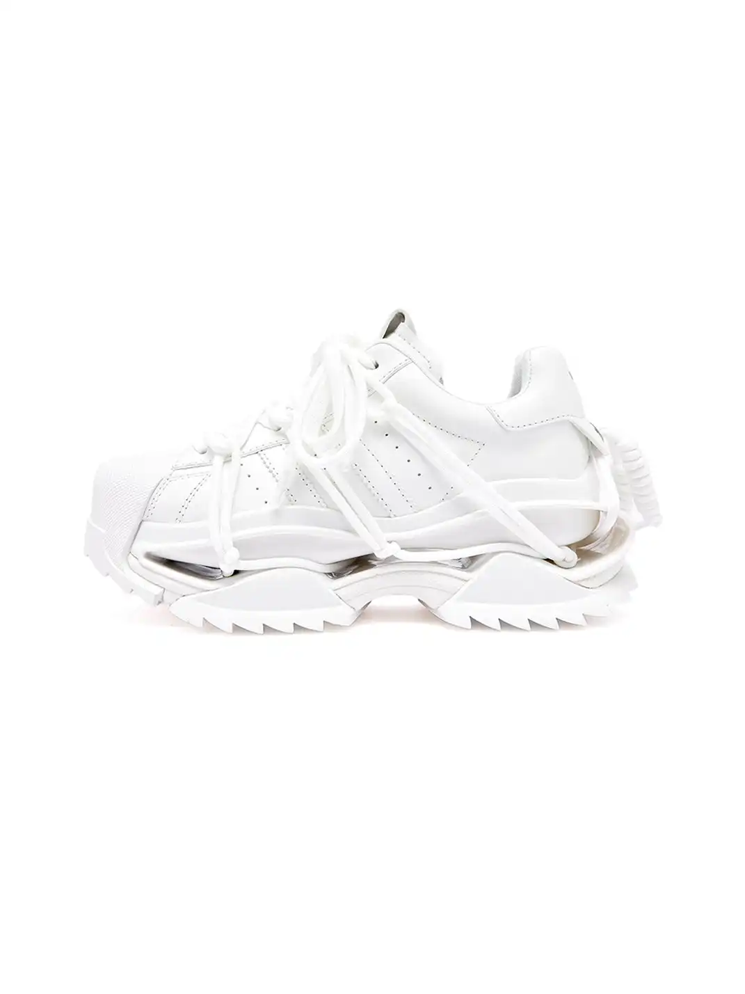 M88M | Strappy Design All-White Futuristic Sneakers