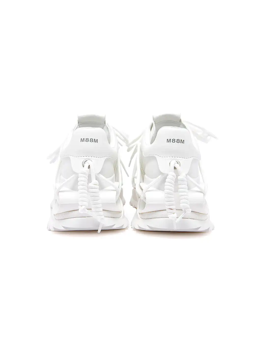 M88M | Strappy Design All-White Futuristic Sneakers