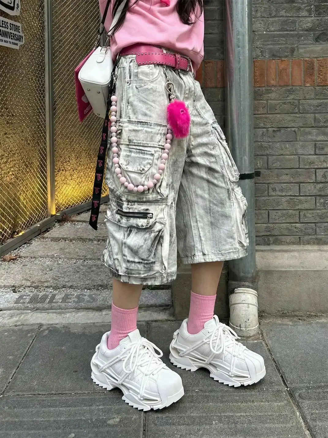 M88M | Strappy Design All-White Futuristic Sneakers